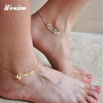 Personalized Gold-Plated Stainless Steel Anklets - Elegant Custom Name Jewelry