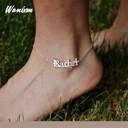 Personalized Gold-Plated Stainless Steel Anklets - Elegant Custom Name Jewelry