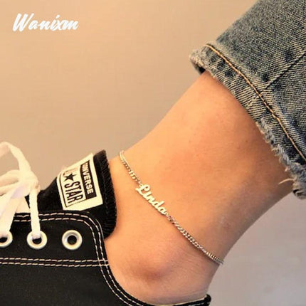 Personalized Gold-Plated Stainless Steel Anklets - Elegant Custom Name Jewelry