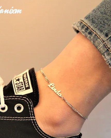 Personalized Gold-Plated Stainless Steel Anklets - Elegant Custom Name Jewelry