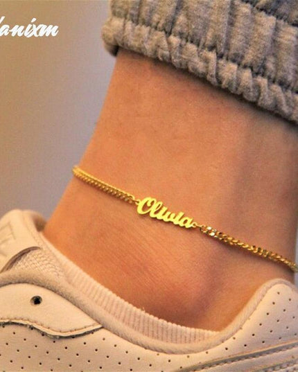 Personalized Gold-Plated Stainless Steel Anklets - Elegant Custom Name Jewelry