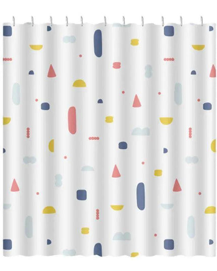 Eco-Friendly Geometric Shower Curtain Set with Easy Hook Installation