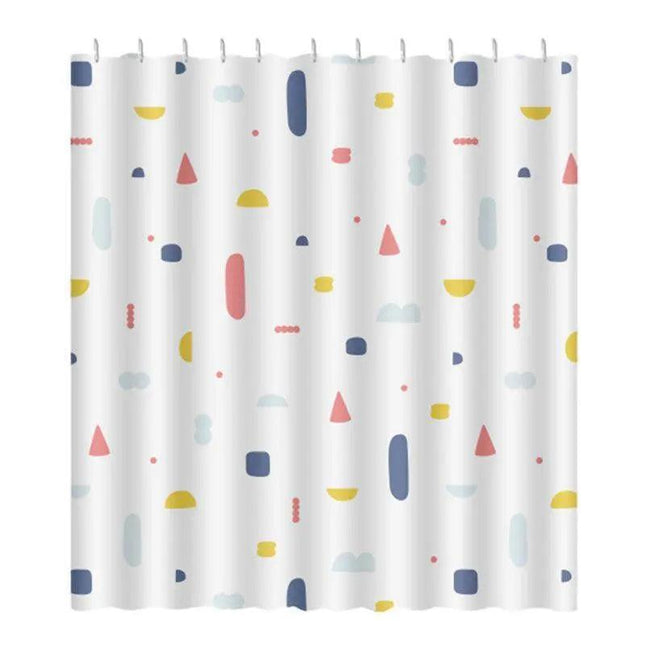 Eco-Friendly Geometric Shower Curtain Set with Easy Hook Installation