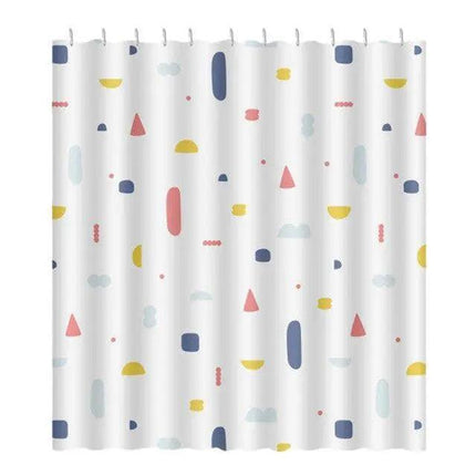 Eco-Friendly Geometric Shower Curtain Set with Easy Hook Installation