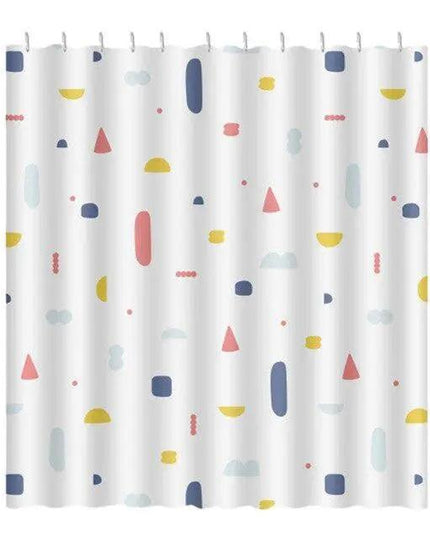 Eco-Friendly Geometric Shower Curtain Set with Easy Hook Installation