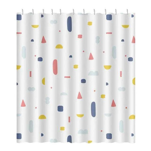 Geometric Print Waterproof Shower Curtain Set with Eco-Friendly Hooks