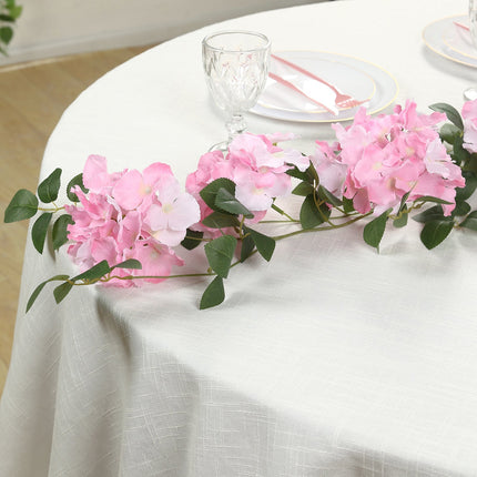 AliKopy 2-Pack Pink Artificial Hydrangea Garland - 5.5ft Silk Vine wit
