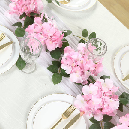 AliKopy 2-Pack Pink Artificial Hydrangea Garland - 5.5ft Silk Vine wit
