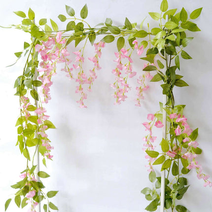 AliKopy 2 Pack 6ft Pink Silk Wisteria Garland - Ideal for Wedding Deco