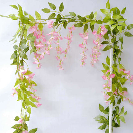 AliKopy 2 Pack 6ft Pink Silk Wisteria Garland - Ideal for Wedding Deco