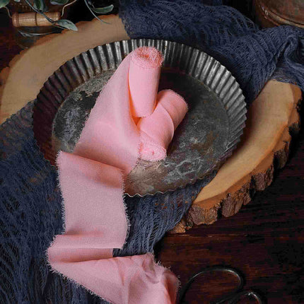 AliKopy 2 Pack 6yd Pink Chiffon Ribbon Roll - Soft, Versatile for Gift