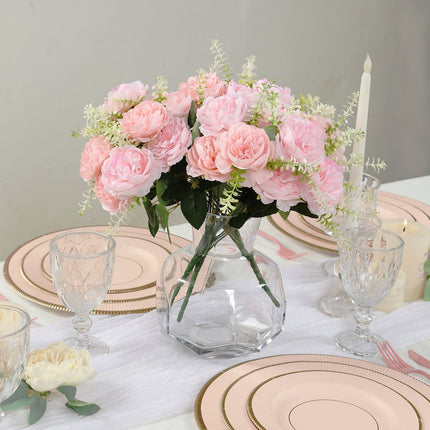AliKopy 2-Pack 14" Blush Silk Peony Bouquet - Lifelike Floral Decor