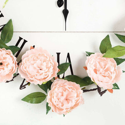AliKopy 6ft Blush Silk Peony Garland - Faux Vine, Elegant Decor