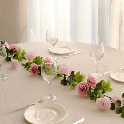 AliKopy 2 Pack 7ft Blush Dusty Rose Silk Flower Garland - 26 Flower He