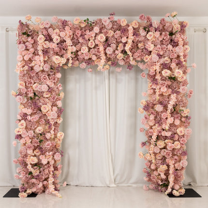 AliKopy 8ftx8ft Dusty Rose Flower Backdrop - Silk Roses & Hydrangeas