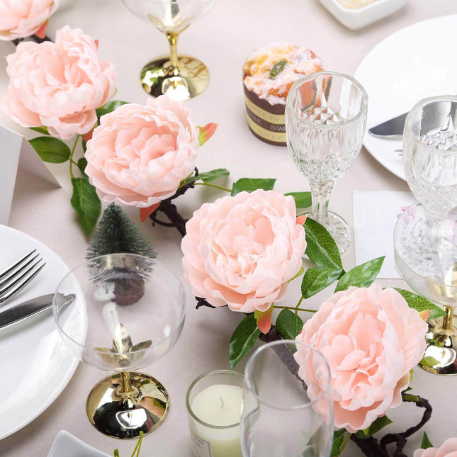 AliKopy 6ft Blush Silk Peony Garland - Faux Vine, Elegant Decor