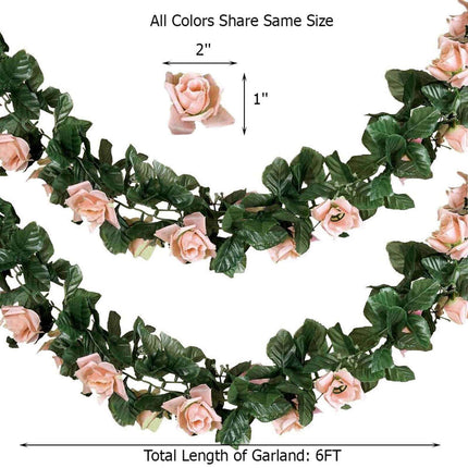 AliKopy 6ft UV Protected Cream Silk Rose Garland - Durable Flower Chai