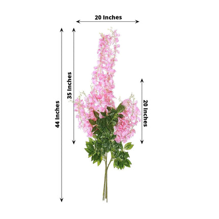 AliKopy 5 Pack 44" Pink Silk Wisteria Garland Vines - Realistic, Durab