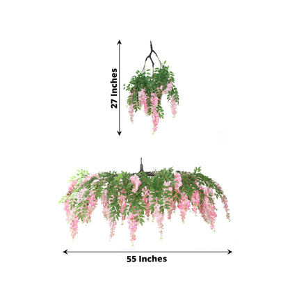 AliKopy 55" Silk Wisteria Vine Canopy - Pink & Dusty Rose, Interchange