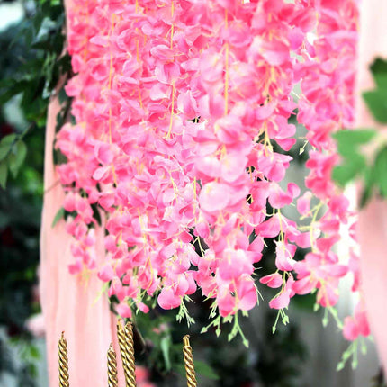 AliKopy 42" Pink Silk Wisteria Flower Garland - 5 Full Strands, Realis