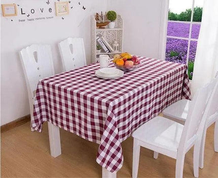 Elegant Plaid Polyester Table Cover - Transform Your Dining Table
