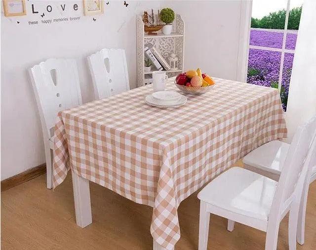 Elegant Plaid Design Polyester Tablecloth for Dining Table