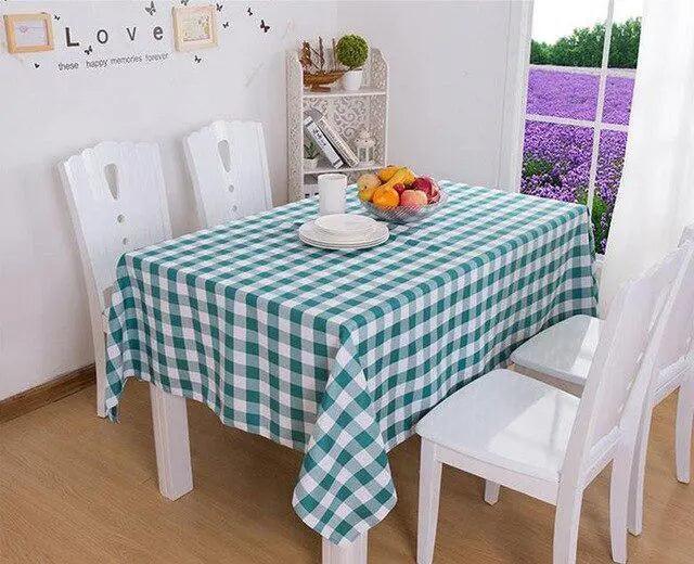 Chic Plaid Patterned Polyester Table Cover for Dining Table