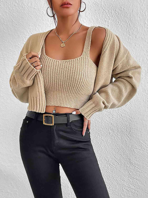 Cozy Knit Cami and Cardigan Duo