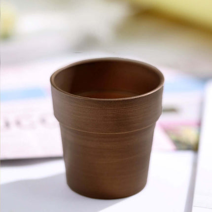 AliKopy 3-Pack Rustic Brown Small Flower Plant Pots - Durable Plastic,