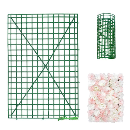 AliKopy 10 Pack Dark Green Artificial Flower Wall Grid Panels, 24"x16