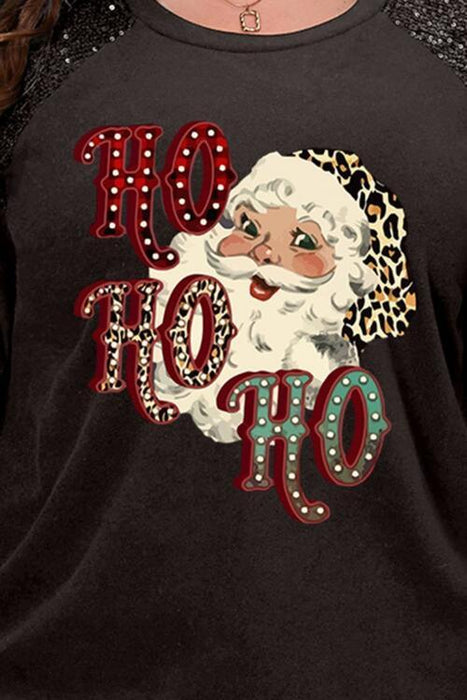 Sparkling Santa Sequin Plus Size Sweater with Long Sleeves