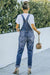 Pocketed Distressed Denim Overalls with Acid Wash Finish