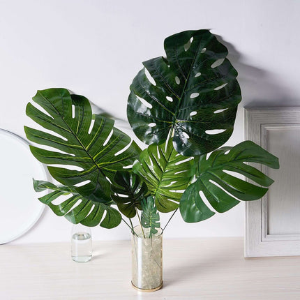 AliKopy 6 Stems Assorted Green Monstera Leaf Plants - Realistic & Dura