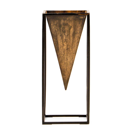 Room & Decor Antique Brass & Black Iron Decorative Vase - Elegant Desi