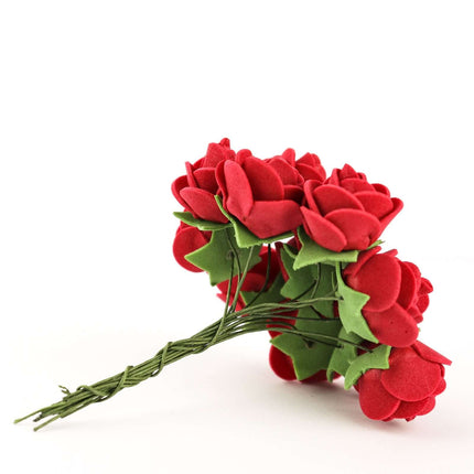 AliKopy 48 Burgundy Real Touch Foam Rose Buds with Stems - DIY Craft F