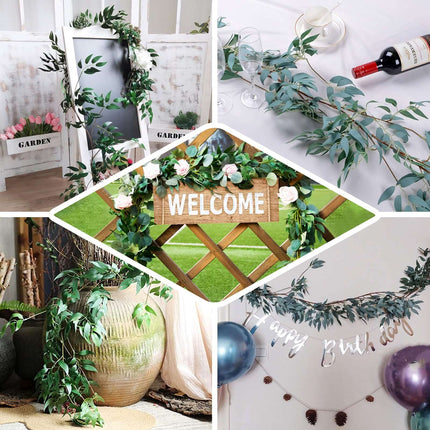 AliKopy 5ft Green Real Touch Willow Leaf Garland - Flexible & Lifelike