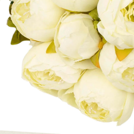 AliKopy 2 Pack 19" Ivory Artificial Peony Bouquets - Silk Arrangements