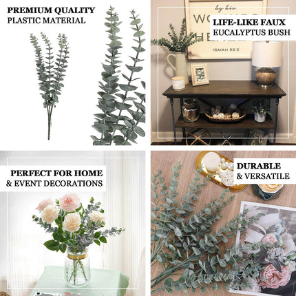 AliKopy 30 Stems 17" Frosted Green Eucalyptus Sprays - Realistic Faux