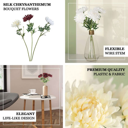 AliKopy 27" Ivory Artificial Silk Chrysanthemum Bouquet - Large Faux F