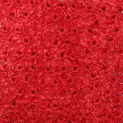 AliKopy 11 Sq Ft Red 3D Silk Flower Wall Mat - 4 Panels, Durable Desig