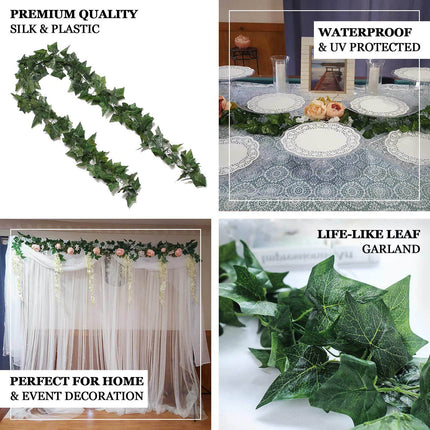 AliKopy 8ft Dark Green UV Protected Artificial Ivy Leaf Garland Vine