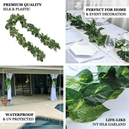 AliKopy 8ft UV Protected Artificial Silk Ivy Leaf Garland for Indoor/O