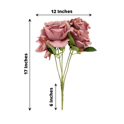 AliKopy 17" Dusty Rose Jumbo Silk Rose Bouquet - High Quality Floral A
