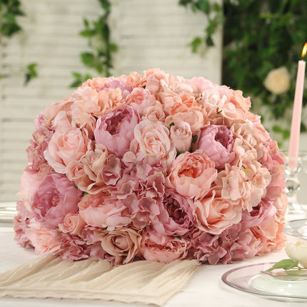 AliKopy Blush Silk Rose Wedding Centerpiece - 20" Artificial Flower Ba