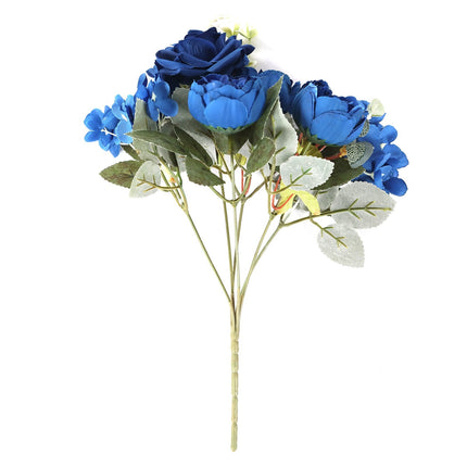 AliKopy 2 Pack Navy Blue Silk Rose & Peony Bouquets - 12" Wedding Déco
