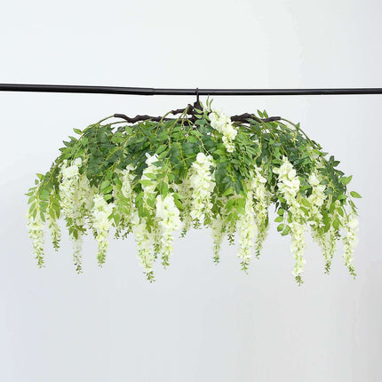 AliKopy 55" Cream Silk Wisteria Vine Chandelier - Interchangeable Bran