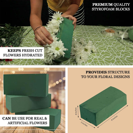 AliKopy 3 Pack Green Wet Floral Foam Bricks - Ideal for Flower Arrange