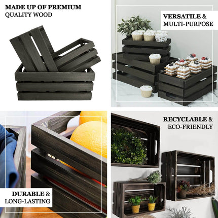 AliKopy Set of 3 Rustic Wooden Crates - Versatile Planters & Storage