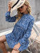 Printed Drop Shoulder Tiered Mini Dress with Long Sleeves