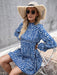 Printed Drop Shoulder Tiered Mini Dress with Long Sleeves